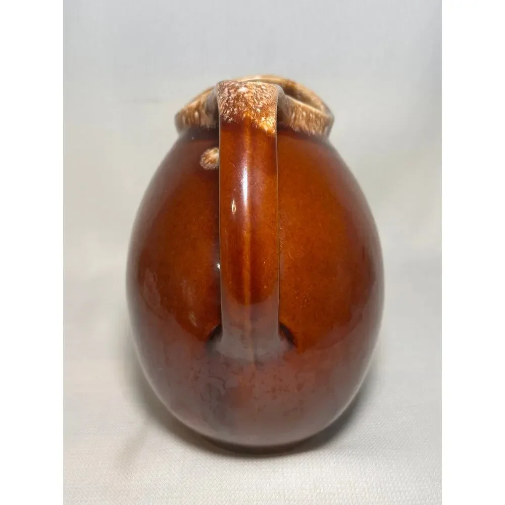 Vintage Hull Pottery Brown Drip Glaze Ball Pitcher Ovenproof Crooksville OH